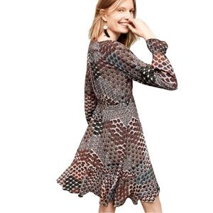 ANTHROPOLOGIE MAEVE Monaco Scallop Print Flouncy Dress